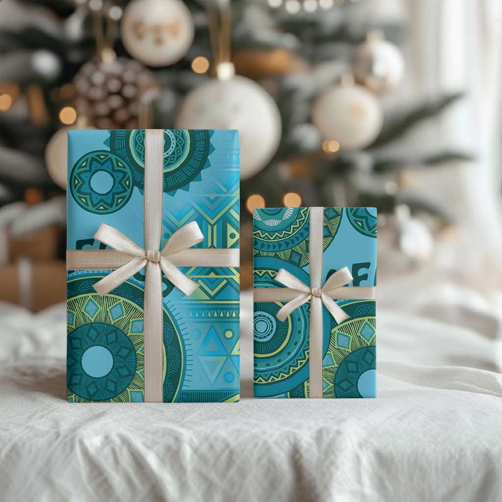 Africa Tribal Traditional Pattern Wrapping Paper Blue Motif - African Pride