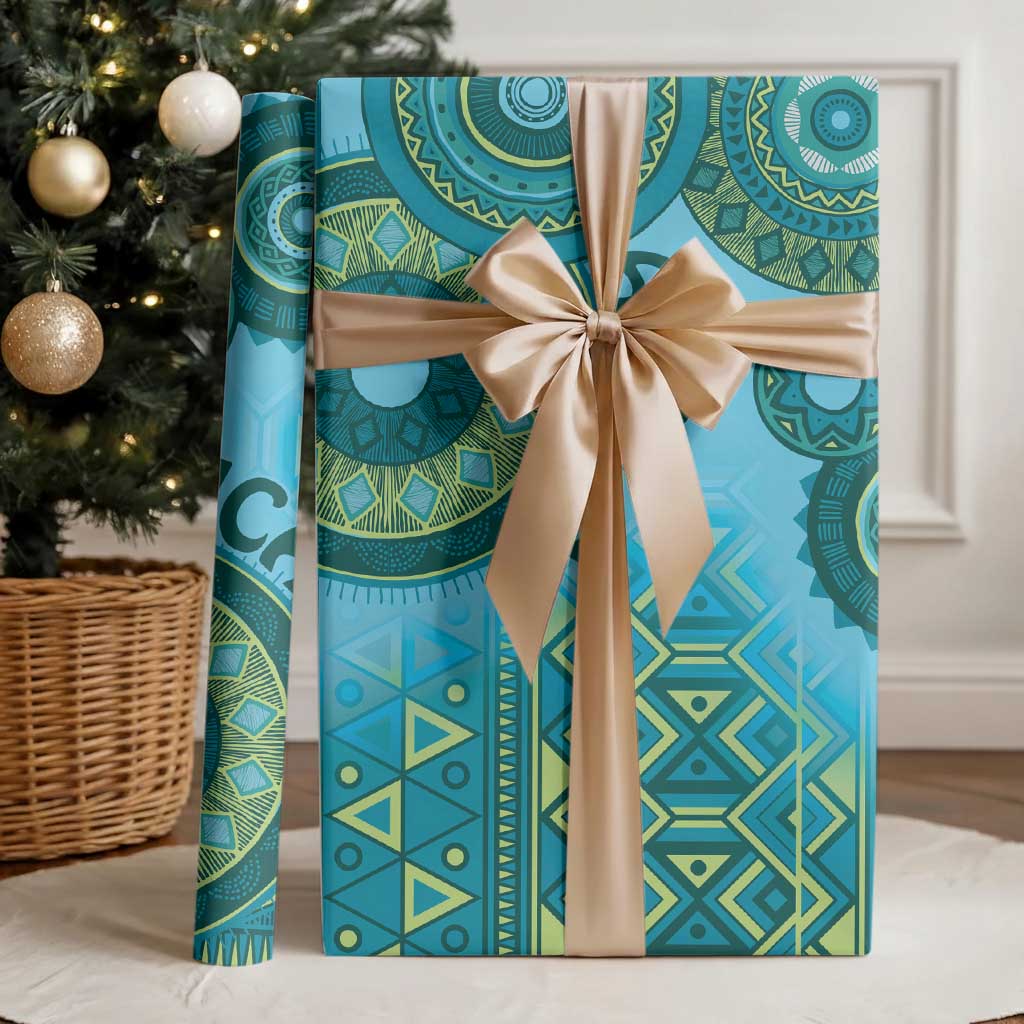 Africa Tribal Traditional Pattern Wrapping Paper Blue Motif - African Pride