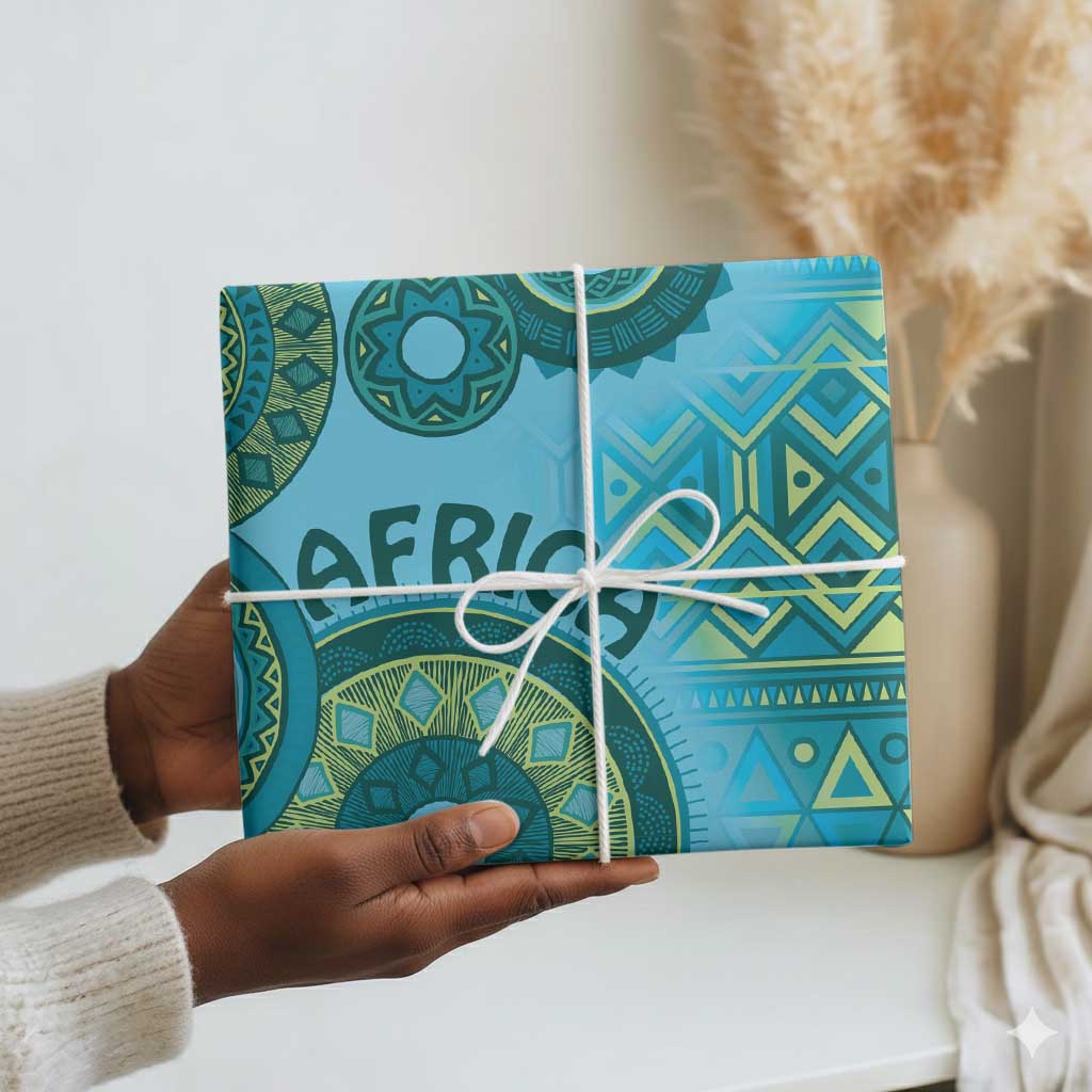 Africa Tribal Traditional Pattern Wrapping Paper Blue Motif - African Pride