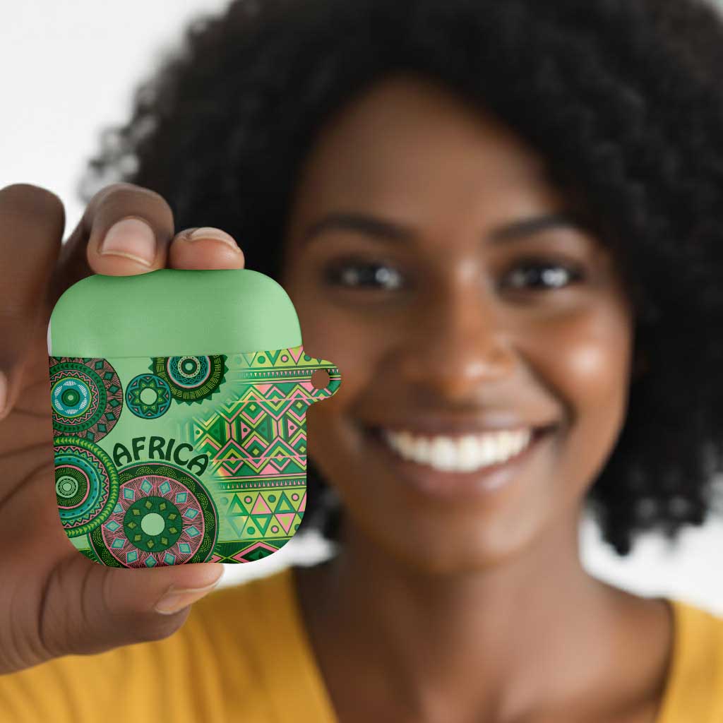 Africa Tribal Traditional Pattern AirPods Case Green Motif