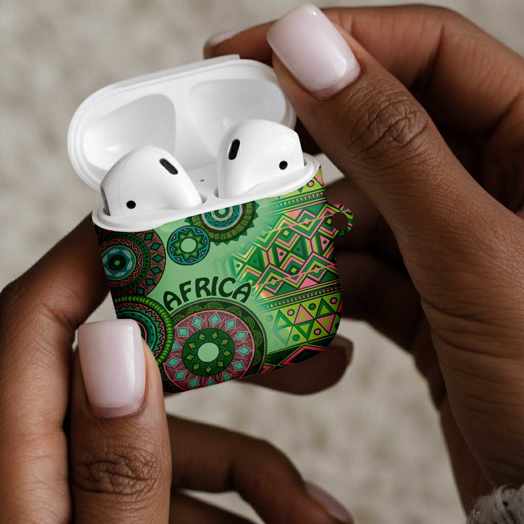 Africa Tribal Traditional Pattern AirPods Case Green Motif