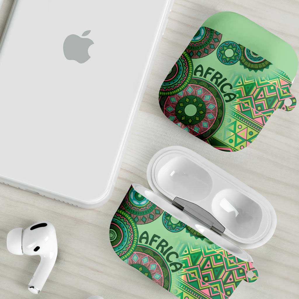 Africa Tribal Traditional Pattern AirPods Case Green Motif
