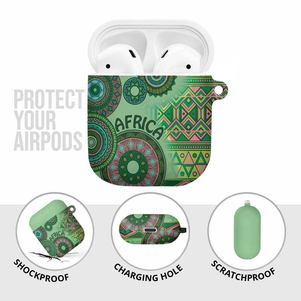 Africa Tribal Traditional Pattern AirPods Case Green Motif