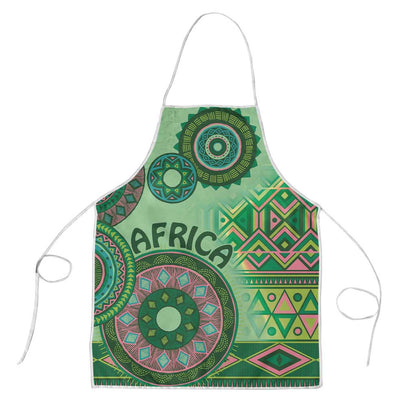 Africa Tribal Traditional Pattern Apron Green Motif