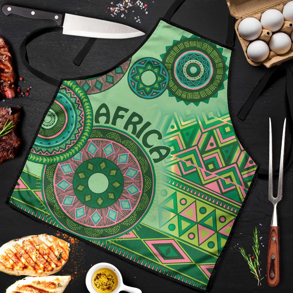 Africa Tribal Traditional Pattern Apron Green Motif
