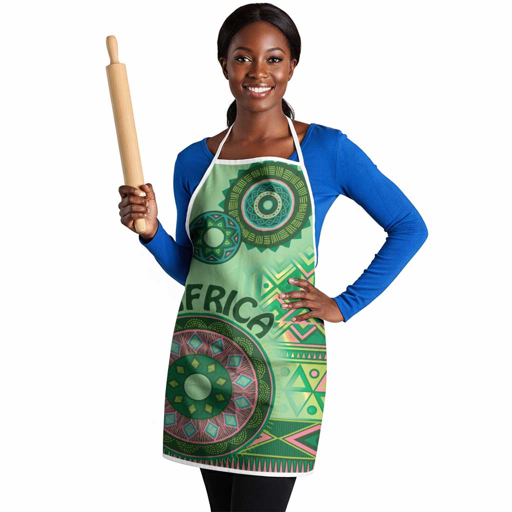 Africa Tribal Traditional Pattern Apron Green Motif