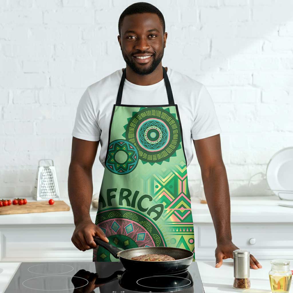 Africa Tribal Traditional Pattern Apron Green Motif