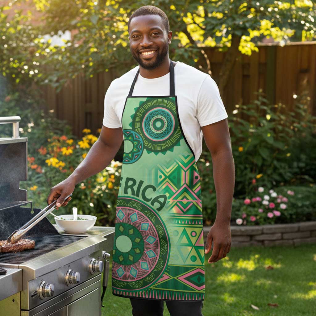Africa Tribal Traditional Pattern Apron Green Motif