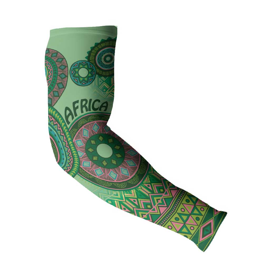 Africa Tribal Traditional Pattern Arm Sleeves Green Motif