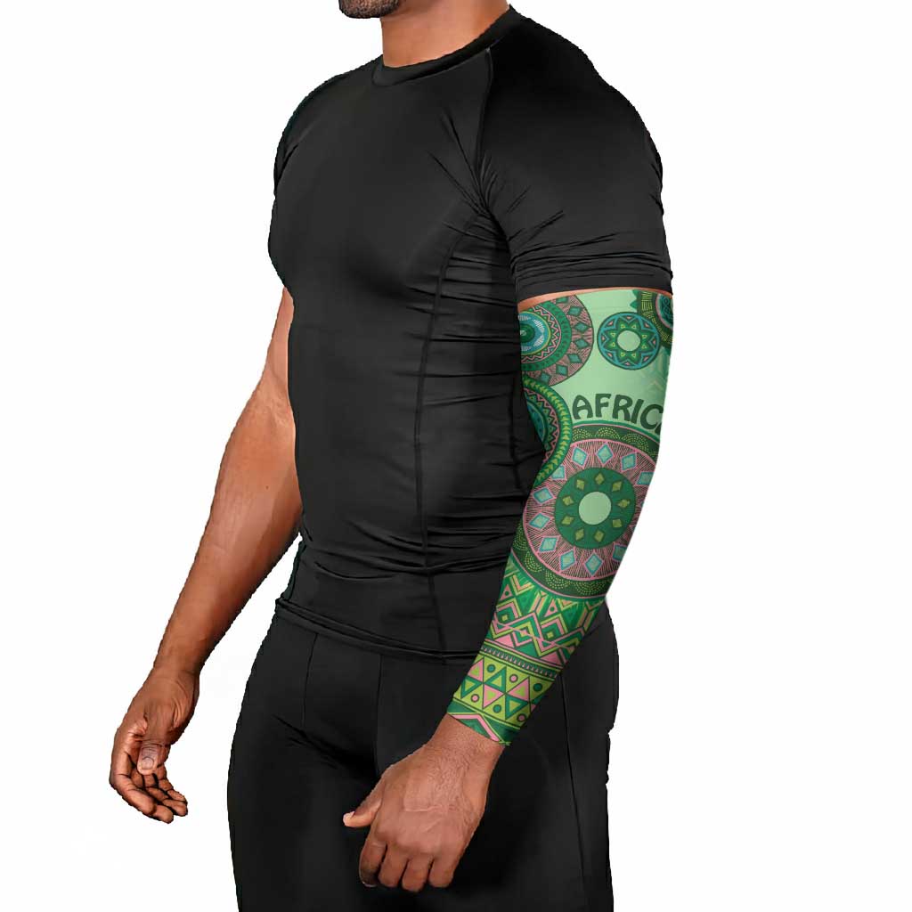 Africa Tribal Traditional Pattern Arm Sleeves Green Motif