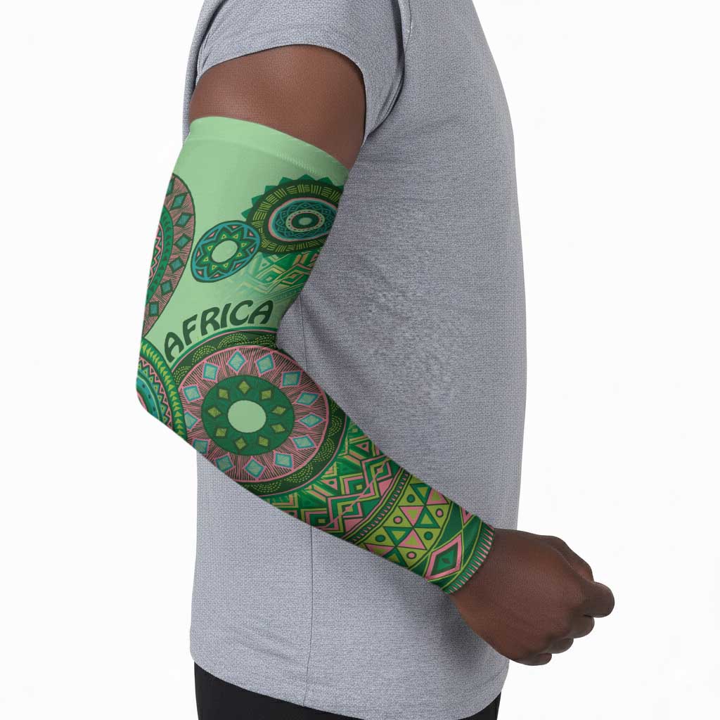 Africa Tribal Traditional Pattern Arm Sleeves Green Motif
