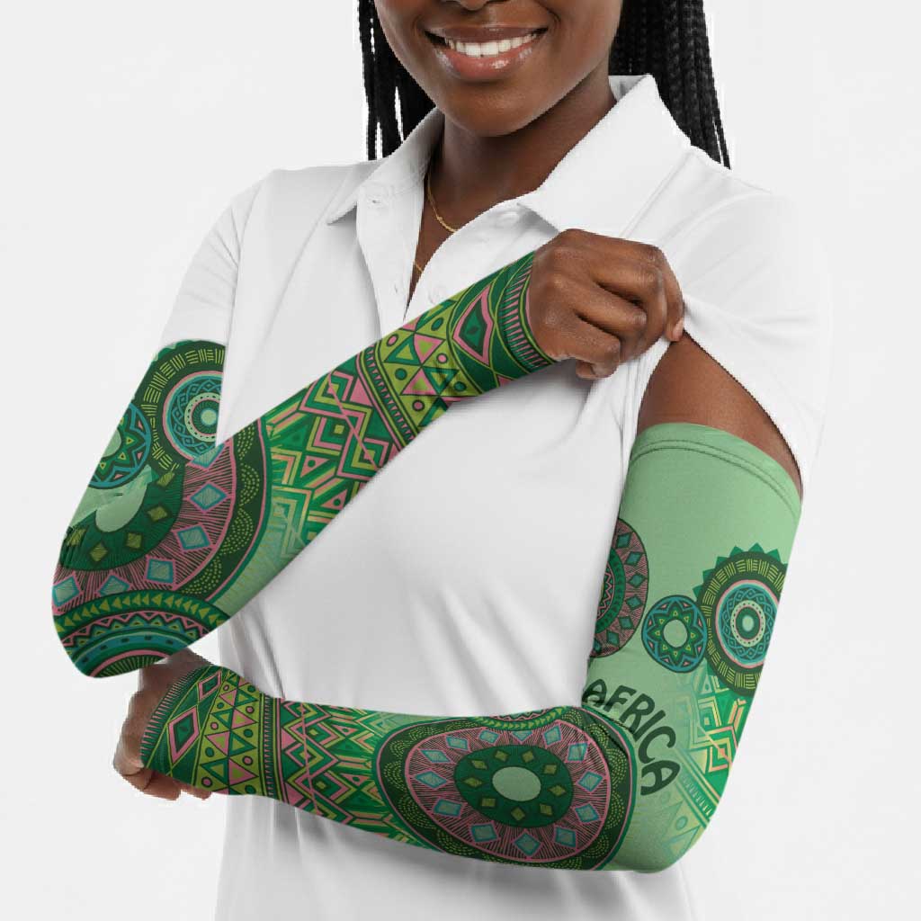Africa Tribal Traditional Pattern Arm Sleeves Green Motif