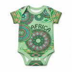 Africa Tribal Traditional Pattern Baby Onesie Green Motif