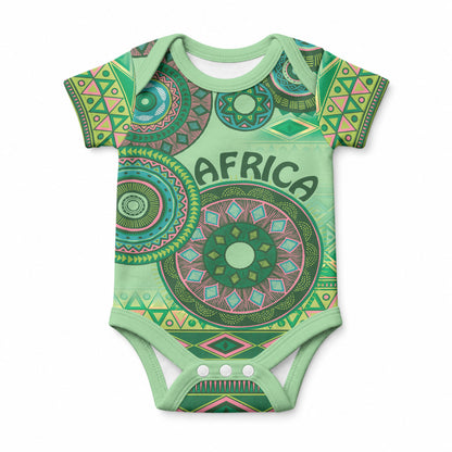 Africa Tribal Traditional Pattern Baby Onesie Green Motif