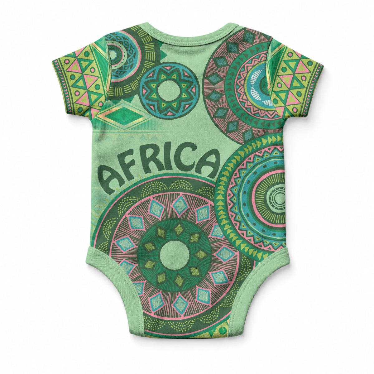 Africa Tribal Traditional Pattern Baby Onesie Green Motif