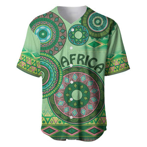 Afro Tribal Traditional Pattern Baseball Jersey Green Motif