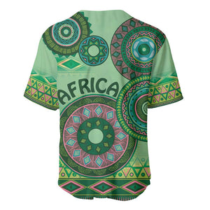 Afro Tribal Traditional Pattern Baseball Jersey Green Motif