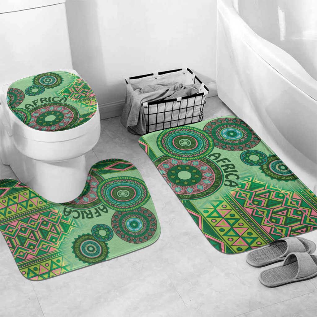Africa Tribal Traditional Pattern Bathroom Set Green Motif