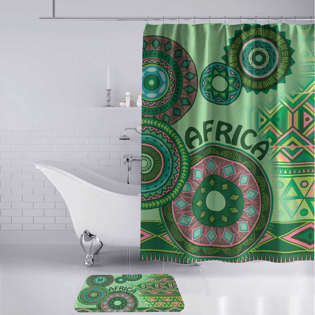 Africa Tribal Traditional Pattern Bathroom Set Green Motif