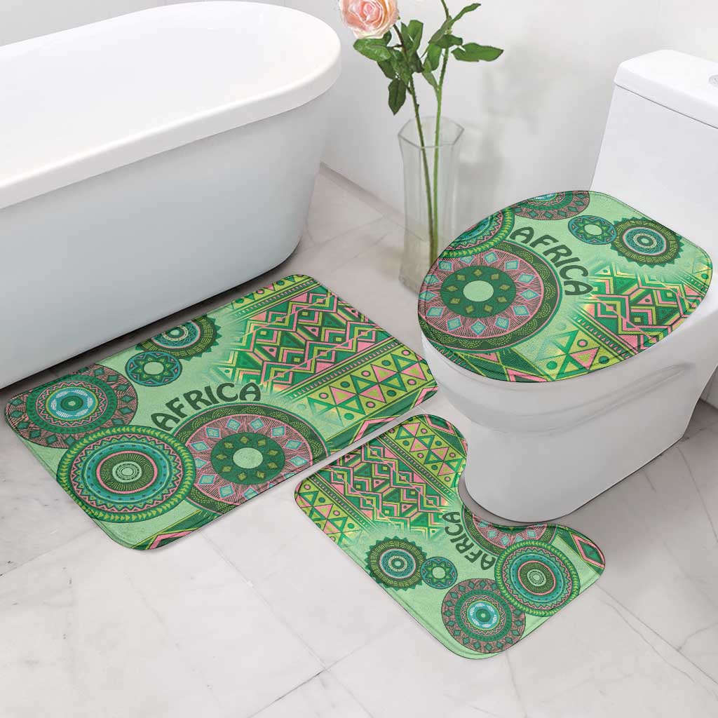 Africa Tribal Traditional Pattern Bathroom Set Green Motif