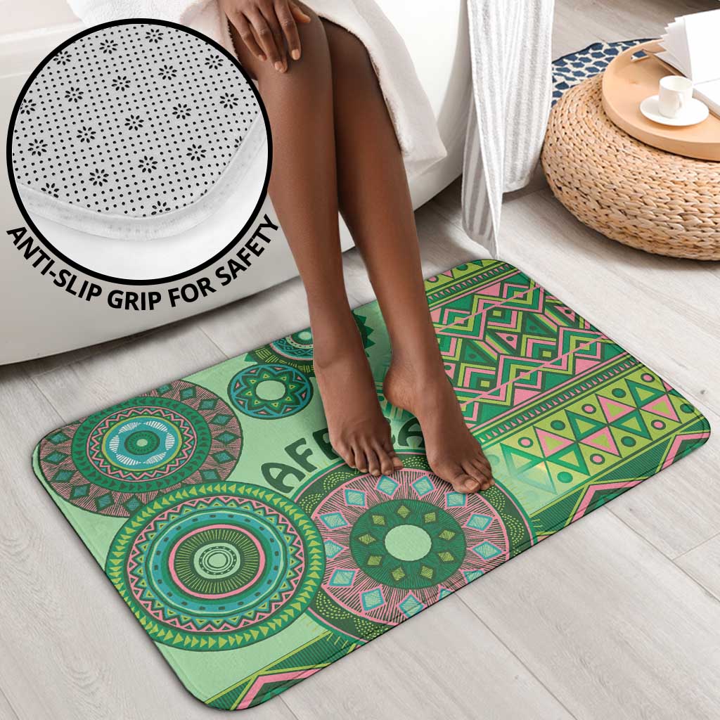 Africa Tribal Traditional Pattern Bathroom Set Green Motif