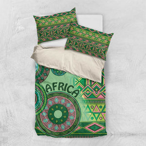 Afro Tribal Traditional Pattern Bedding Set Green Motif