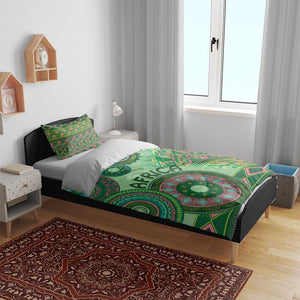 Afro Tribal Traditional Pattern Bedding Set Green Motif