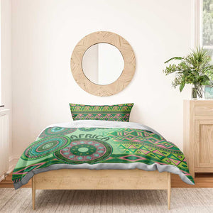 Afro Tribal Traditional Pattern Bedding Set Green Motif