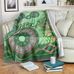 Afro Tribal Traditional Pattern Blanket Green Motif