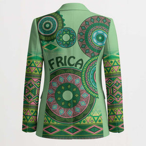 Africa Tribal Traditional Pattern Blazer Green Motif