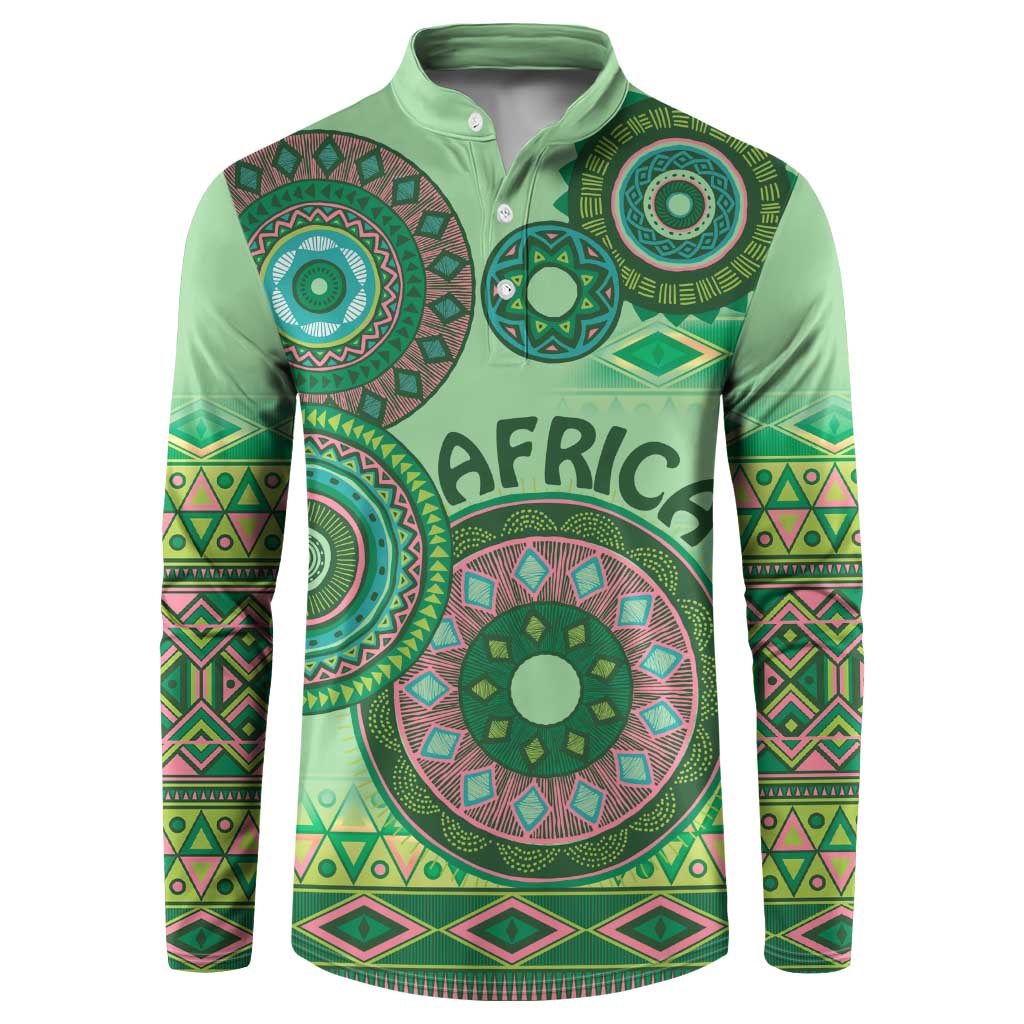 Africa Tribal Traditional Pattern Button Sweatshirt Green Motif