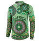 Africa Tribal Traditional Pattern Button Sweatshirt Green Motif