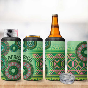 Afro Tribal Traditional Pattern 4 in 1 Can Cooler Tumbler Green Motif