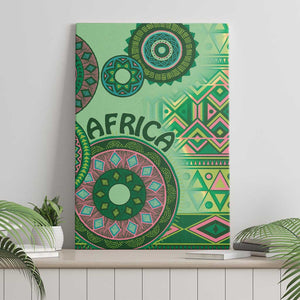 Afro Tribal Traditional Pattern Canvas Wall Art Green Motif