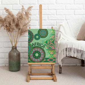 Afro Tribal Traditional Pattern Canvas Wall Art Green Motif