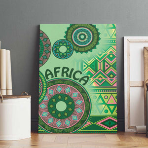 Afro Tribal Traditional Pattern Canvas Wall Art Green Motif