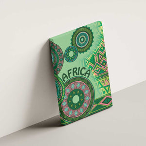 Afro Tribal Traditional Pattern Canvas Wall Art Green Motif