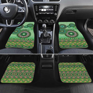 Afro Tribal Traditional Pattern Car Mats Green Motif