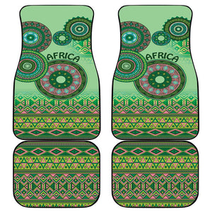 Afro Tribal Traditional Pattern Car Mats Green Motif