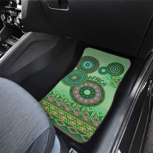 Afro Tribal Traditional Pattern Car Mats Green Motif