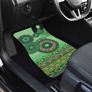 Afro Tribal Traditional Pattern Car Mats Green Motif