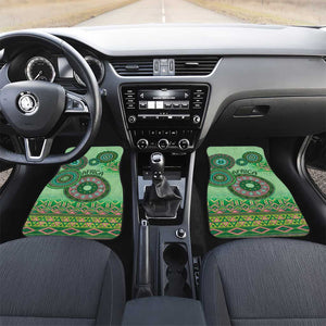 Afro Tribal Traditional Pattern Car Mats Green Motif