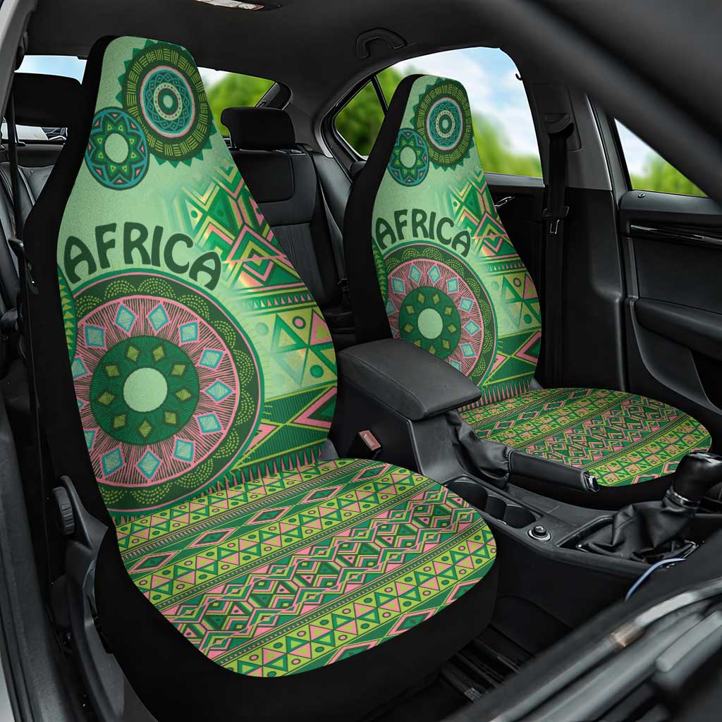 Afro Tribal Traditional Pattern Car Seat Cover Green Motif