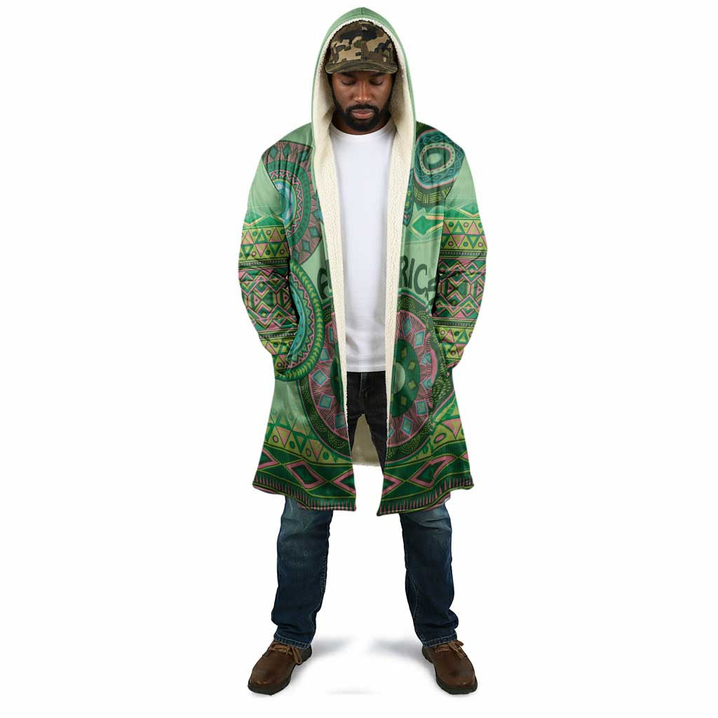 Africa Tribal Traditional Pattern Cloak Green Motif