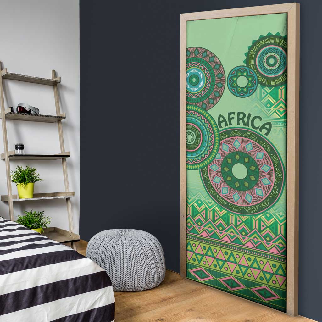 Africa Tribal Traditional Pattern Door Cover Green Motif