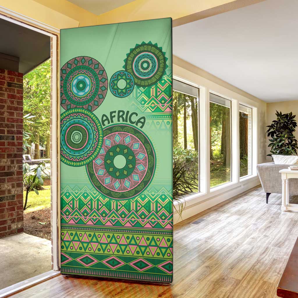 Africa Tribal Traditional Pattern Door Cover Green Motif