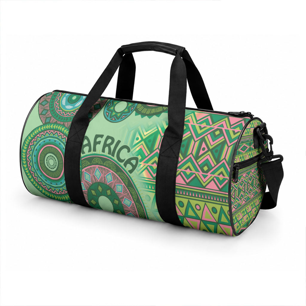 Africa Tribal Traditional Pattern Duffle Bag Green Motif