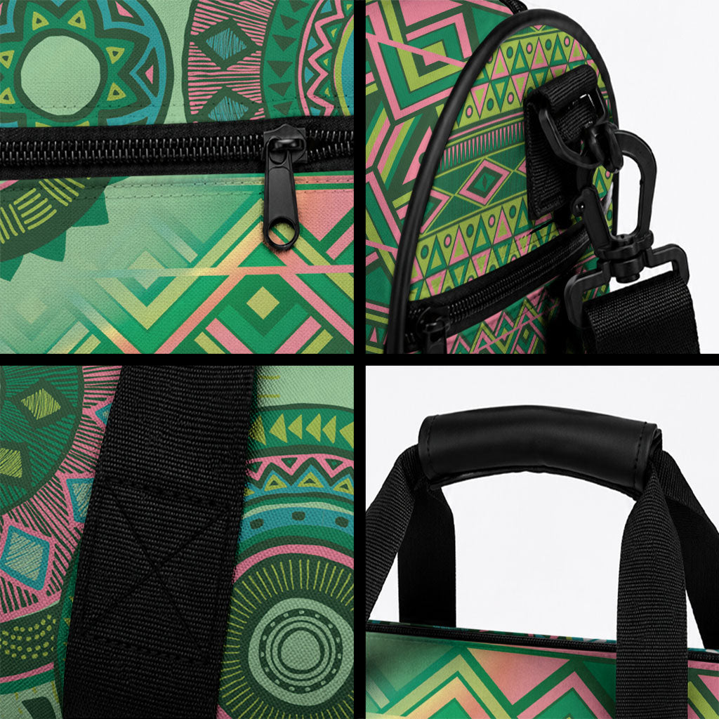 Africa Tribal Traditional Pattern Duffle Bag Green Motif