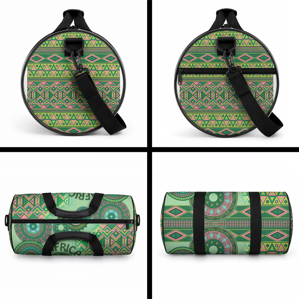 Africa Tribal Traditional Pattern Duffle Bag Green Motif