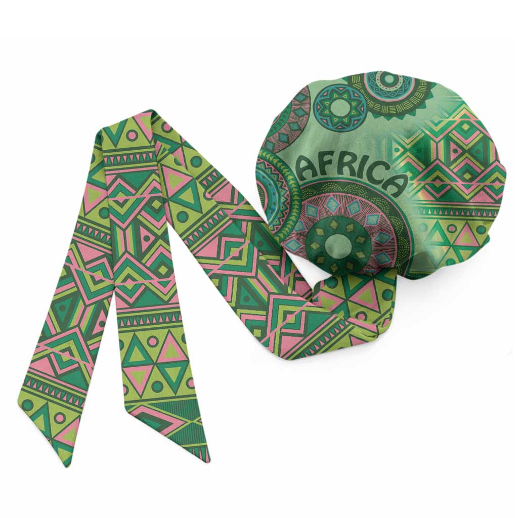 Africa Tribal Traditional Pattern Easy Headwrap Green Motif
